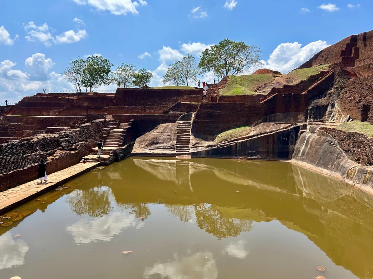 A massive ancient pond engineered on the very top of Sigiriya rock