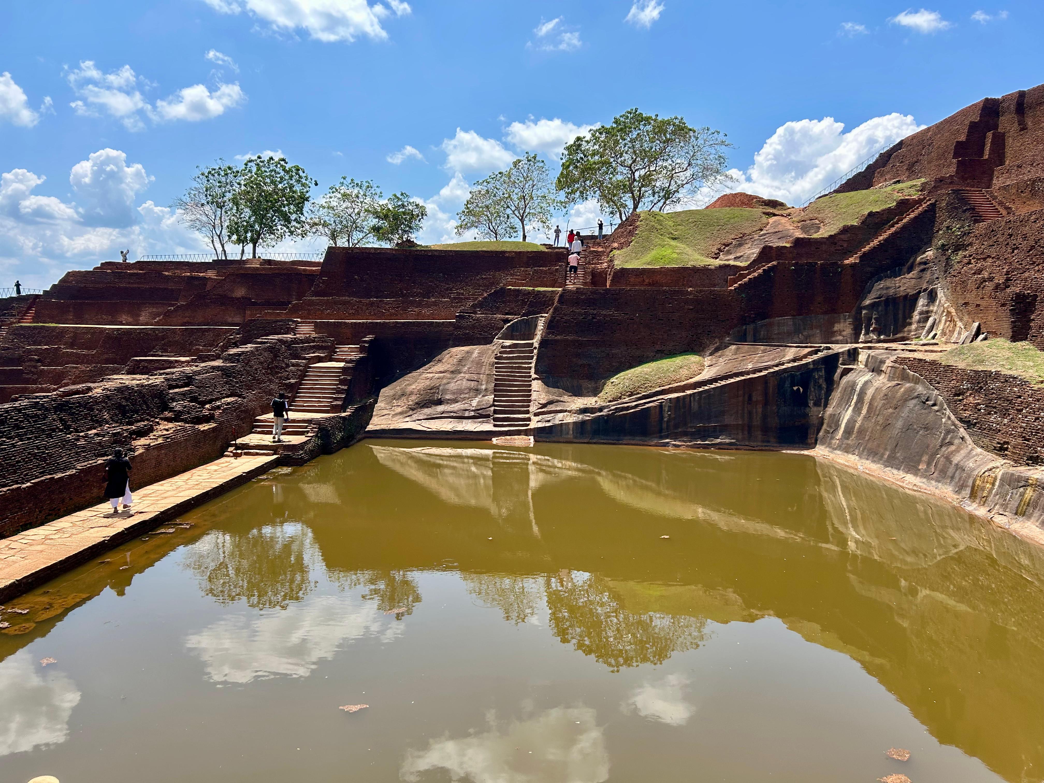 A massive ancient pond engineered on the very top of Sigiriya rock